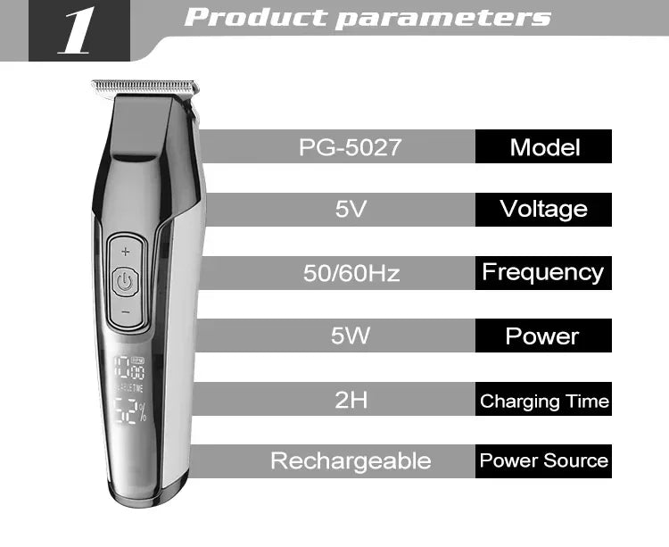 Kemei KM-5027 Original Cordless Electric Hair Clipper Rechargeable Hair Trimmer KM-2028 Shaver for Men USB Charging Razor Barber