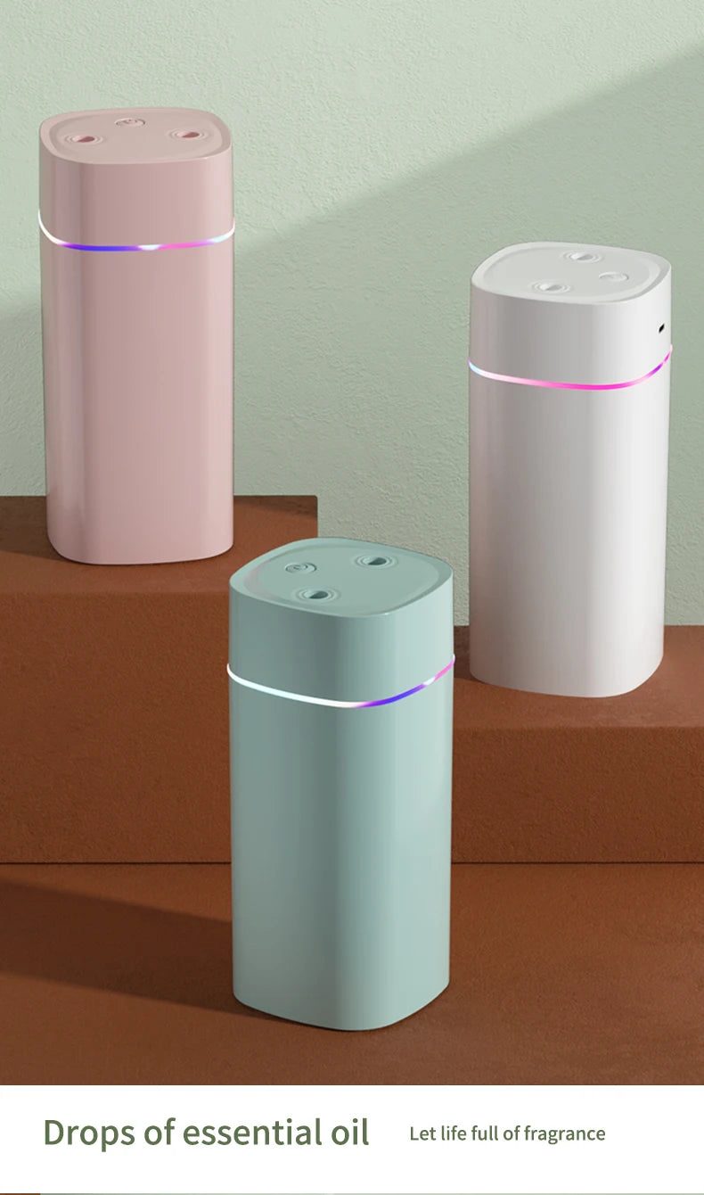 USB Air Humidifier 600ml — Double Spray, Essential Oil Aromatherapy for Home & Office