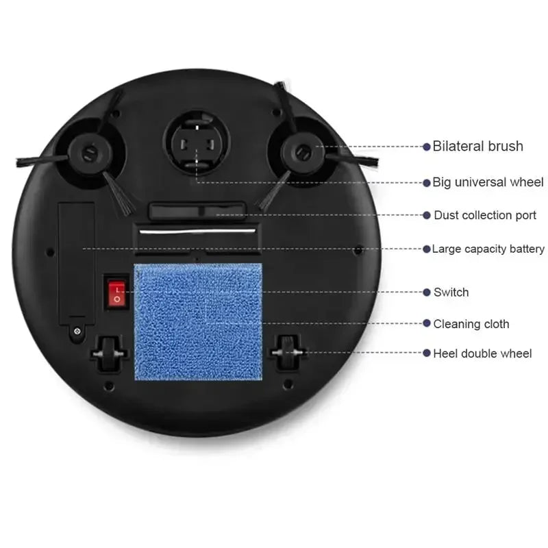 Tactile Activation 3-in-1 Sweeping Robot — Wet & Dry USB Rechargeable Auto Vacuum