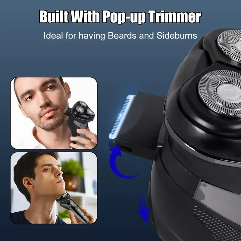 Men's Electric Razor — 3D Flexible Floating Heads, USB Rechargeable with Adjustable Shaving Strokes