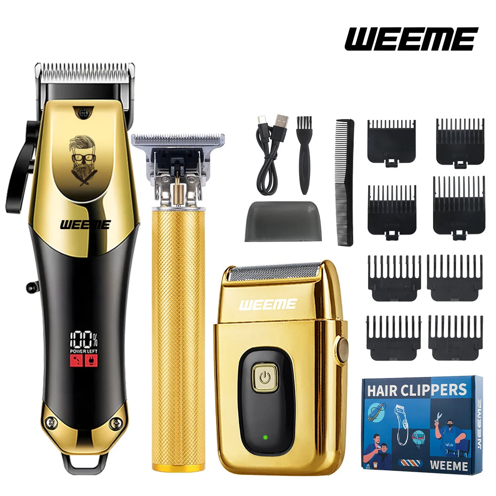 3-in-1 USB Rechargeable Men's Barber Kit — Hair Clipper, Trimmer & Shaver Set