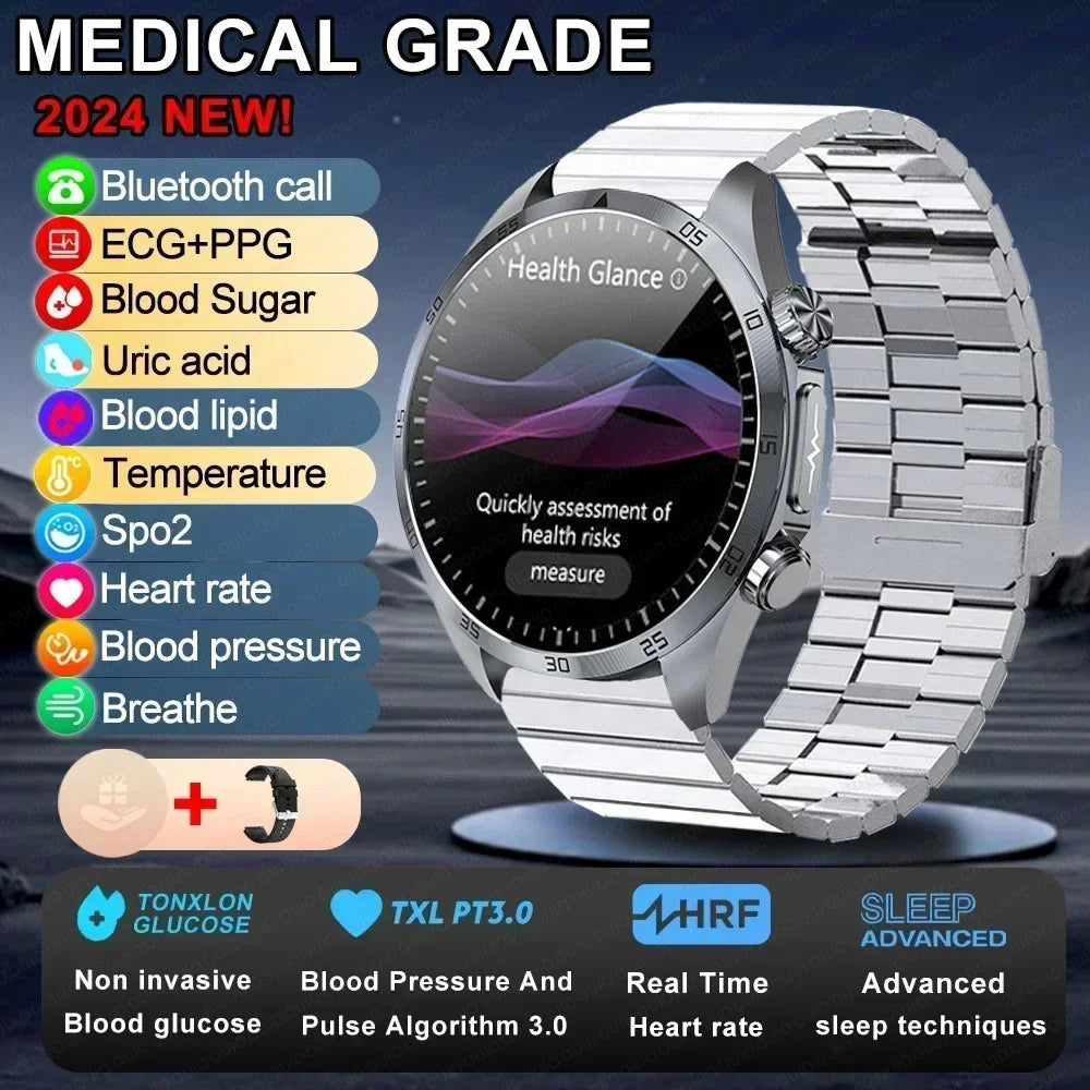 2026 Medical Grade Electropathy Smartwatch — ECG+PPG Blood Sugar, Lipid & Uric Acid