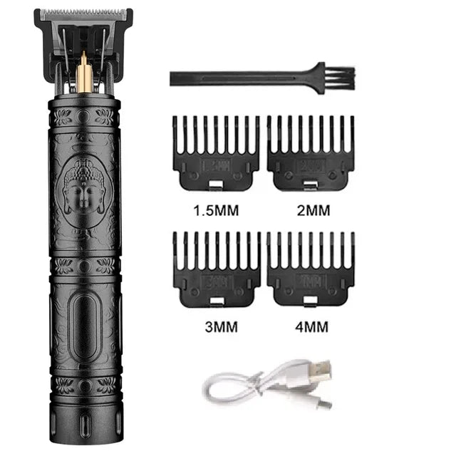 Professional Beard & Hair Trimmer — Zero-Gap T-Blade, LCD Display & Hair Shears Kit for Men