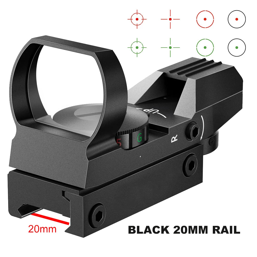 Tactical Red & Green Dot Sight — Reflex Optics Scope with 20mm Rail Mount