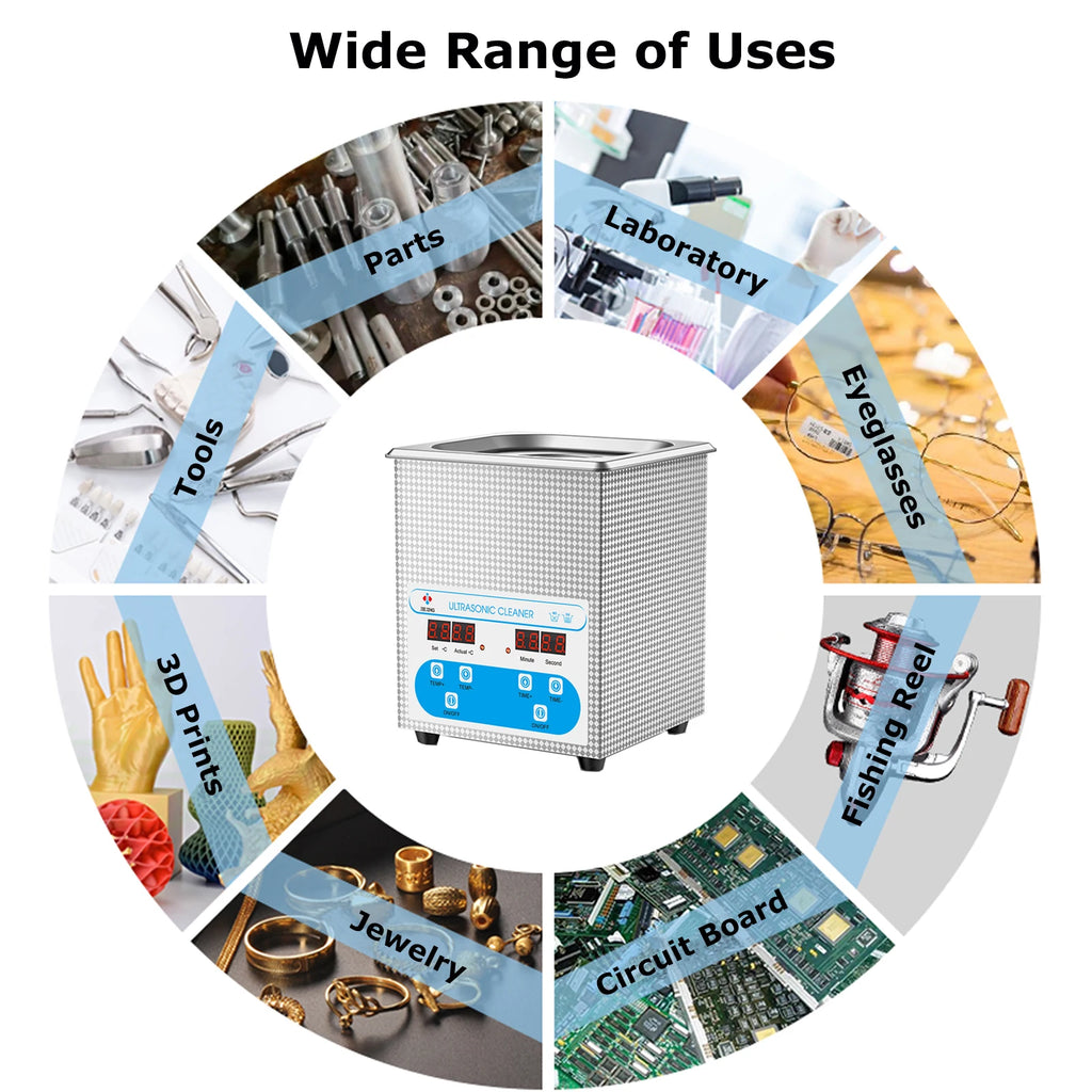 2L Ultrasonic Cleaner 40kHz — Jewelry, Watch & Eyeglasses Ultrasound Bath Machine
