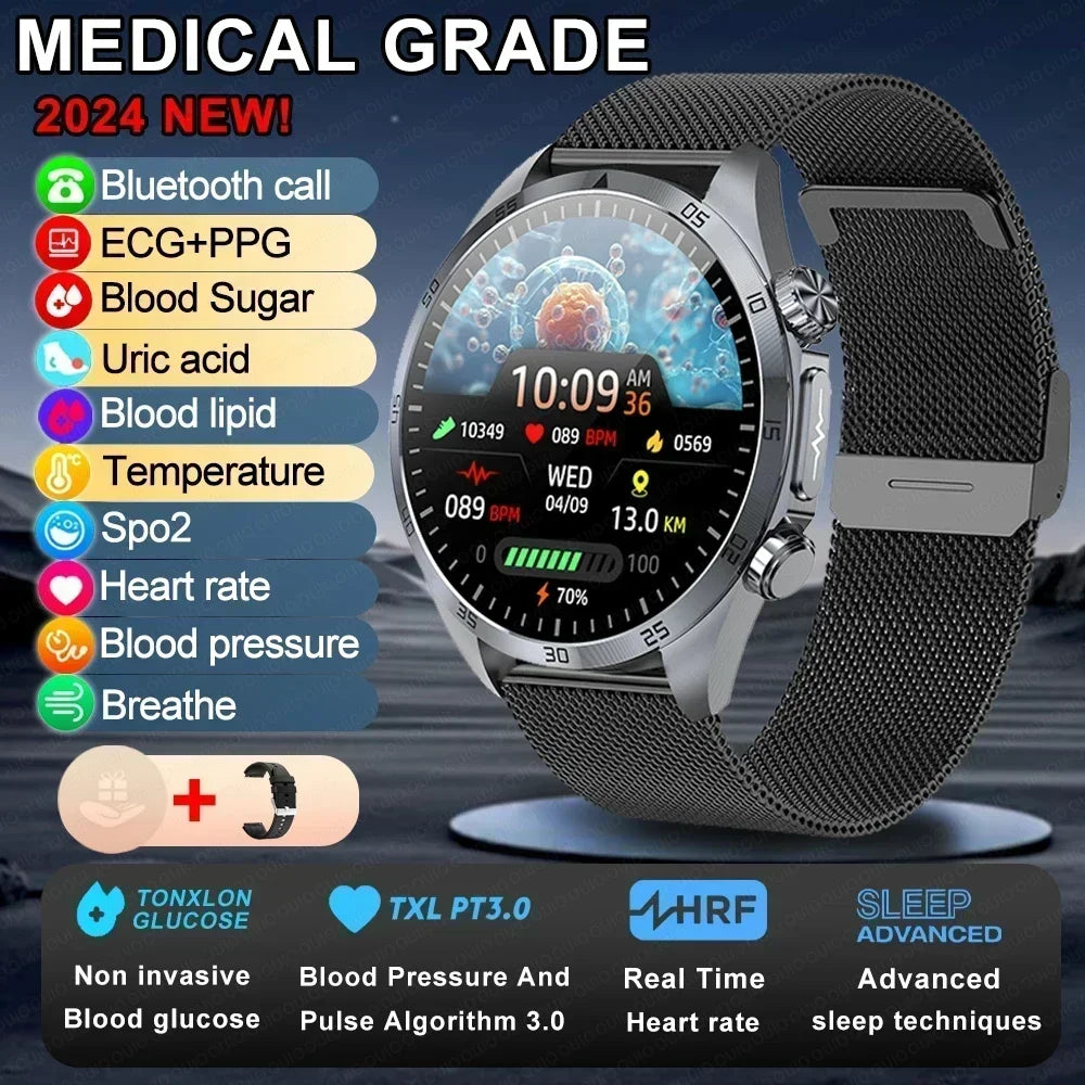 2026 Medical Grade Electropathy Smartwatch — ECG+PPG Blood Sugar, Lipid & Uric Acid