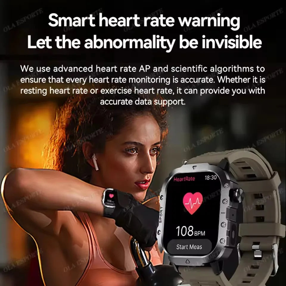 2026 Rugged Military Smartwatch — Waterproof, AI Voice, Health Monitor for Men