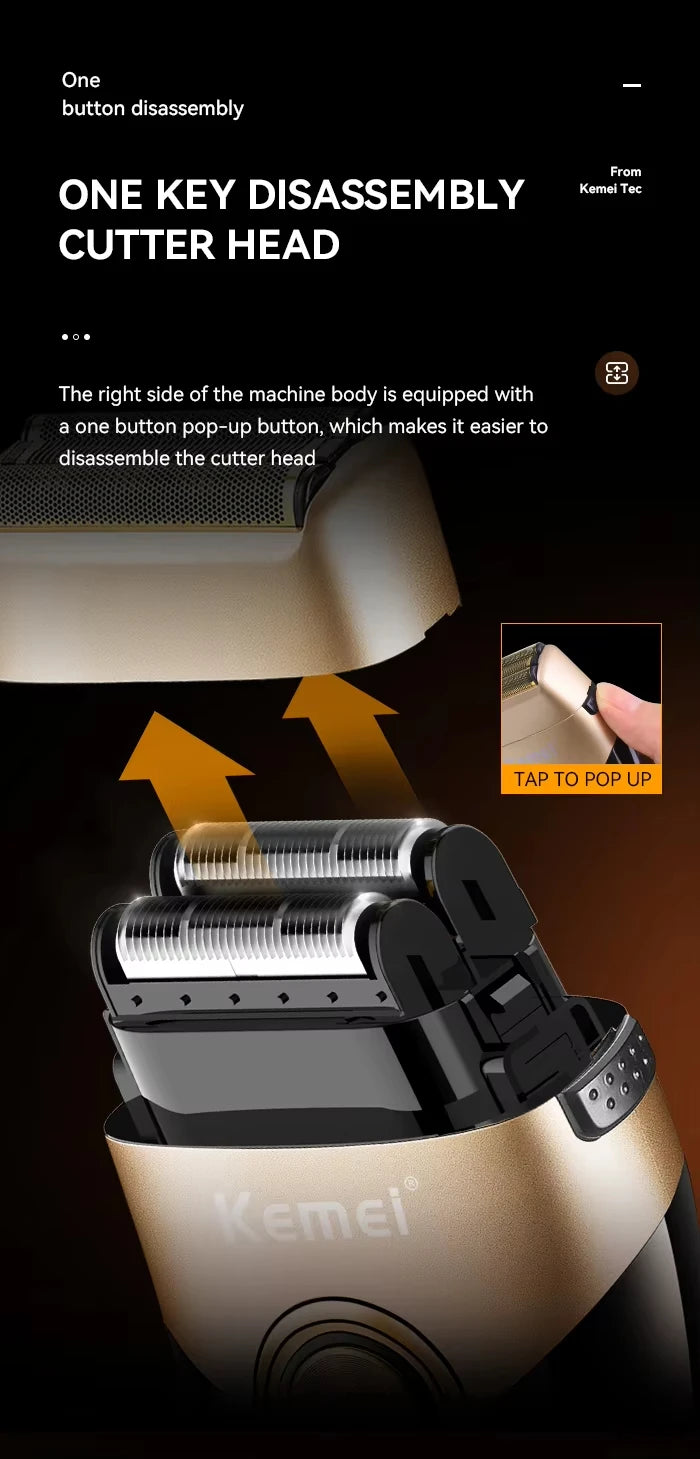 Kemei Professional Hair Clipper Kit — DLC Blade Rechargeable Cordless Barber Trimmer