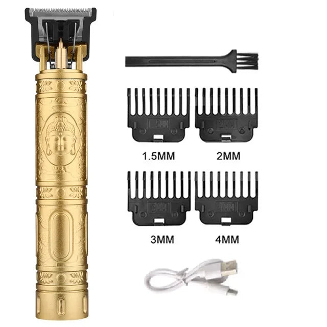 Professional Beard & Hair Trimmer — Zero-Gap T-Blade, LCD Display & Hair Shears Kit for Men