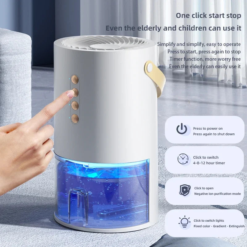 TINSOL 1300ml Portable Dehumidifier — Negative Ion, Anti-Mold for Home & Office