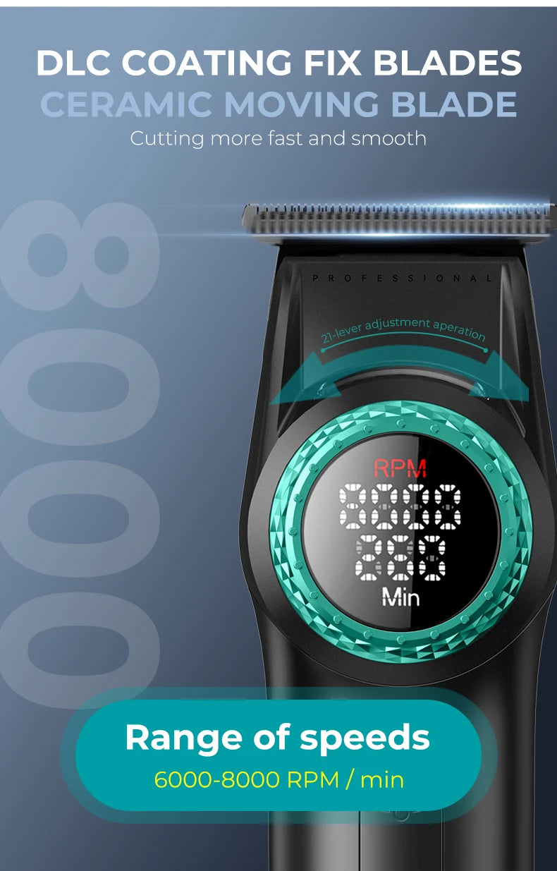 VGR Professional Hair Clipper — 12000RPM LED Digital Carving Electric Clipper V-001 & V-977