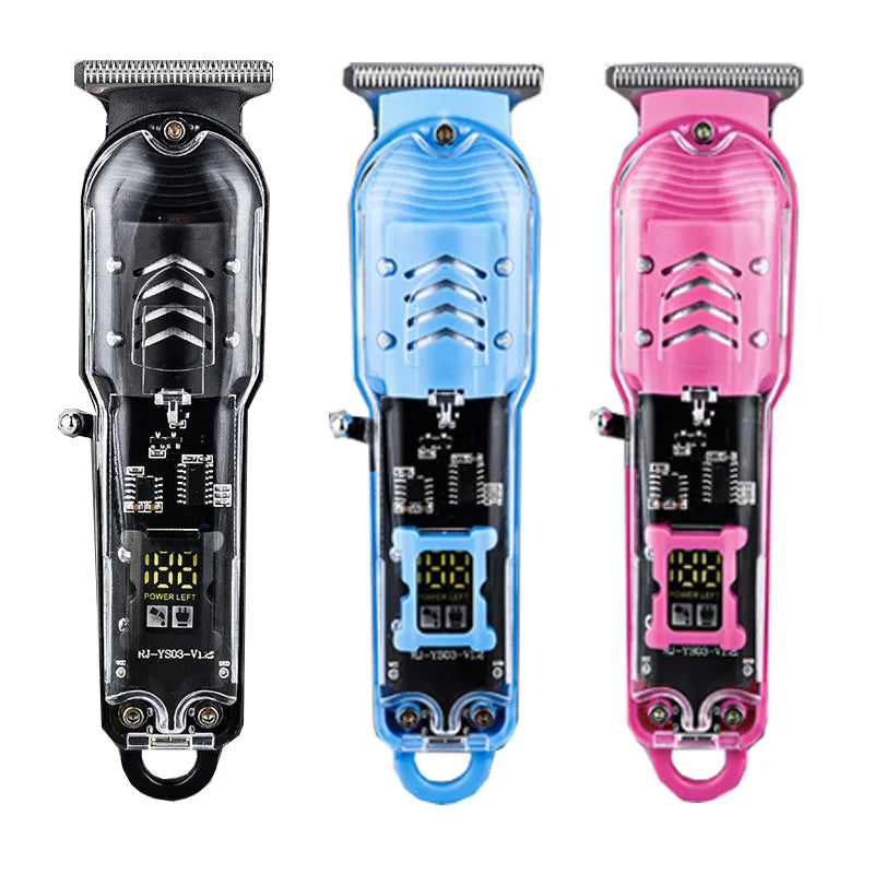 Rechargeable Transparent Hair Clipper — Professional Cordless Electric Trimmer & Shaver for Men