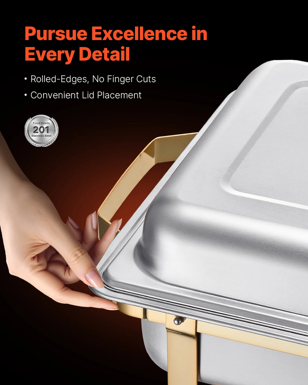 SucceBuy 8Qt Chafing Dish Buffet Set — 4-Pack Stainless Steel Catering Warmer Server