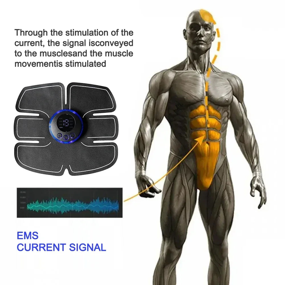 Smart EMS Muscle Stimulator Electric Wireless Abs Fitness Trainer Abdominal Training Weight Loss Stickers Body Slimming Massager