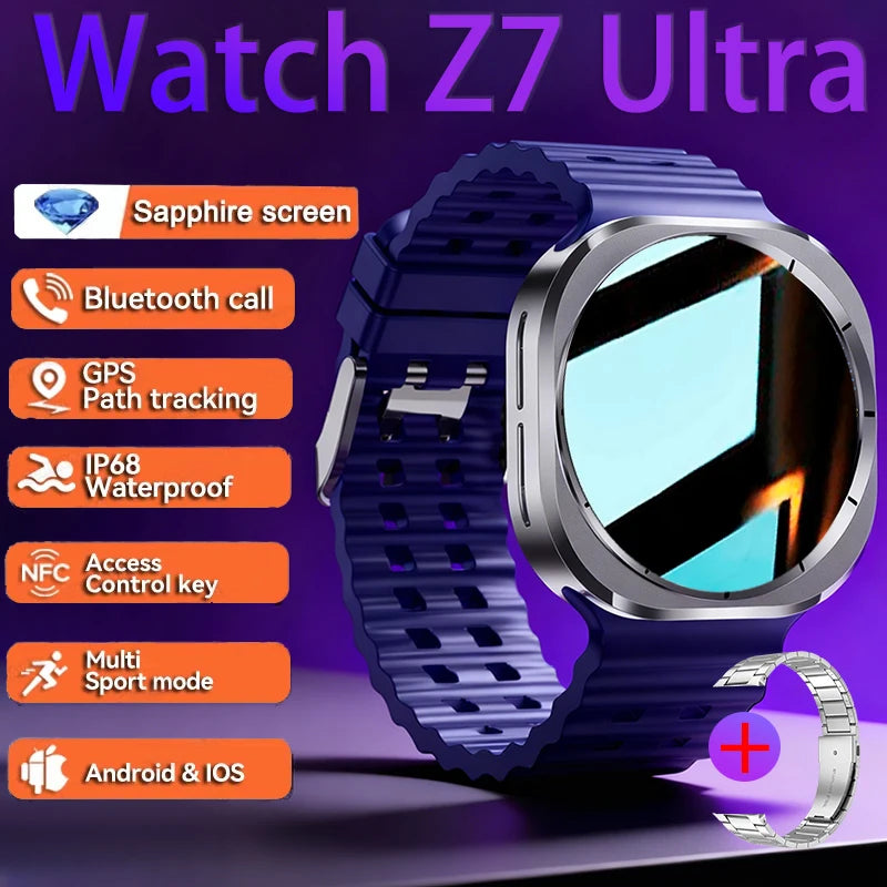 2026 Watch 7 Ultra Smartwatch — 3D Display, GPS, NFC & Compass for Men & Women