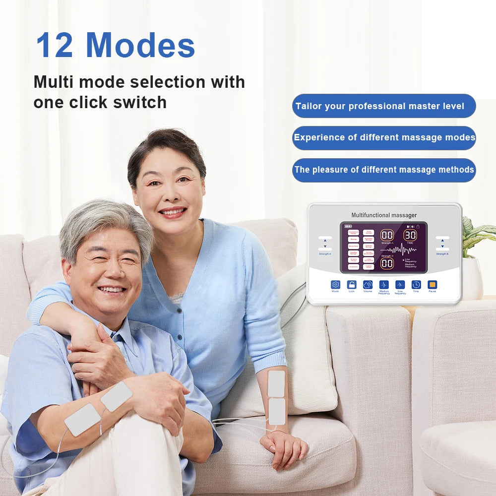 EMS Eletric Professional Muscle Stimulation Physiotherapy Tens Acupuncture Machines Pulse Impulse Body Massager 12 Modes Gifts