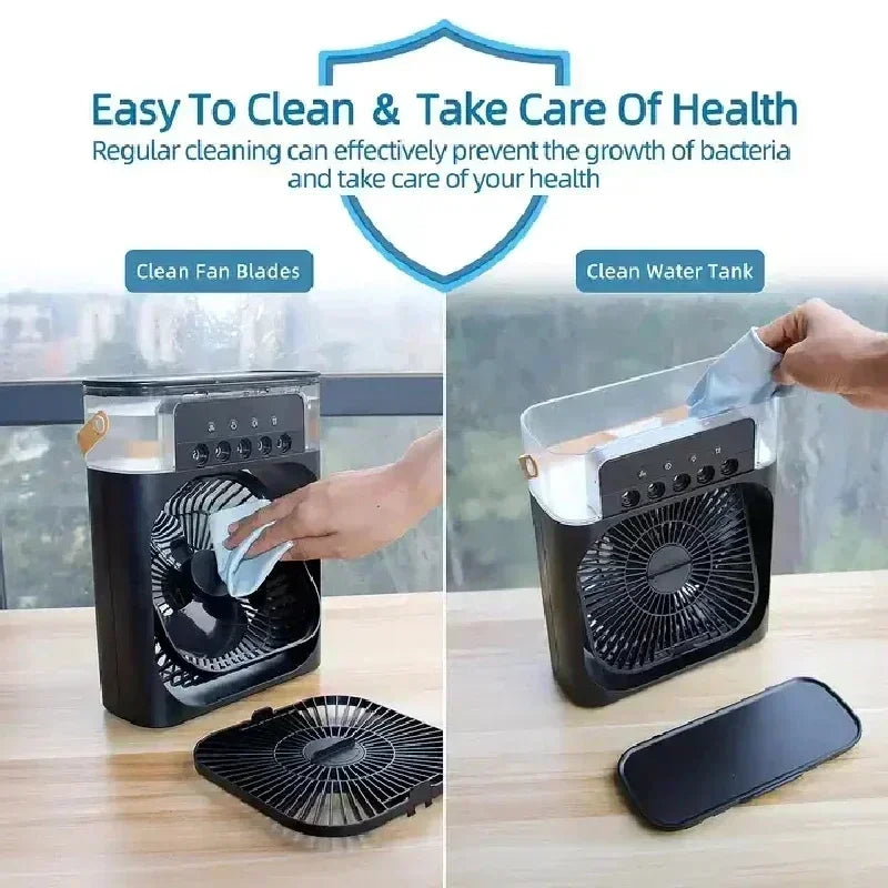 3-in-1 Mini Air Cooler Fan — Air Conditioner, Humidifier & LED Night Light