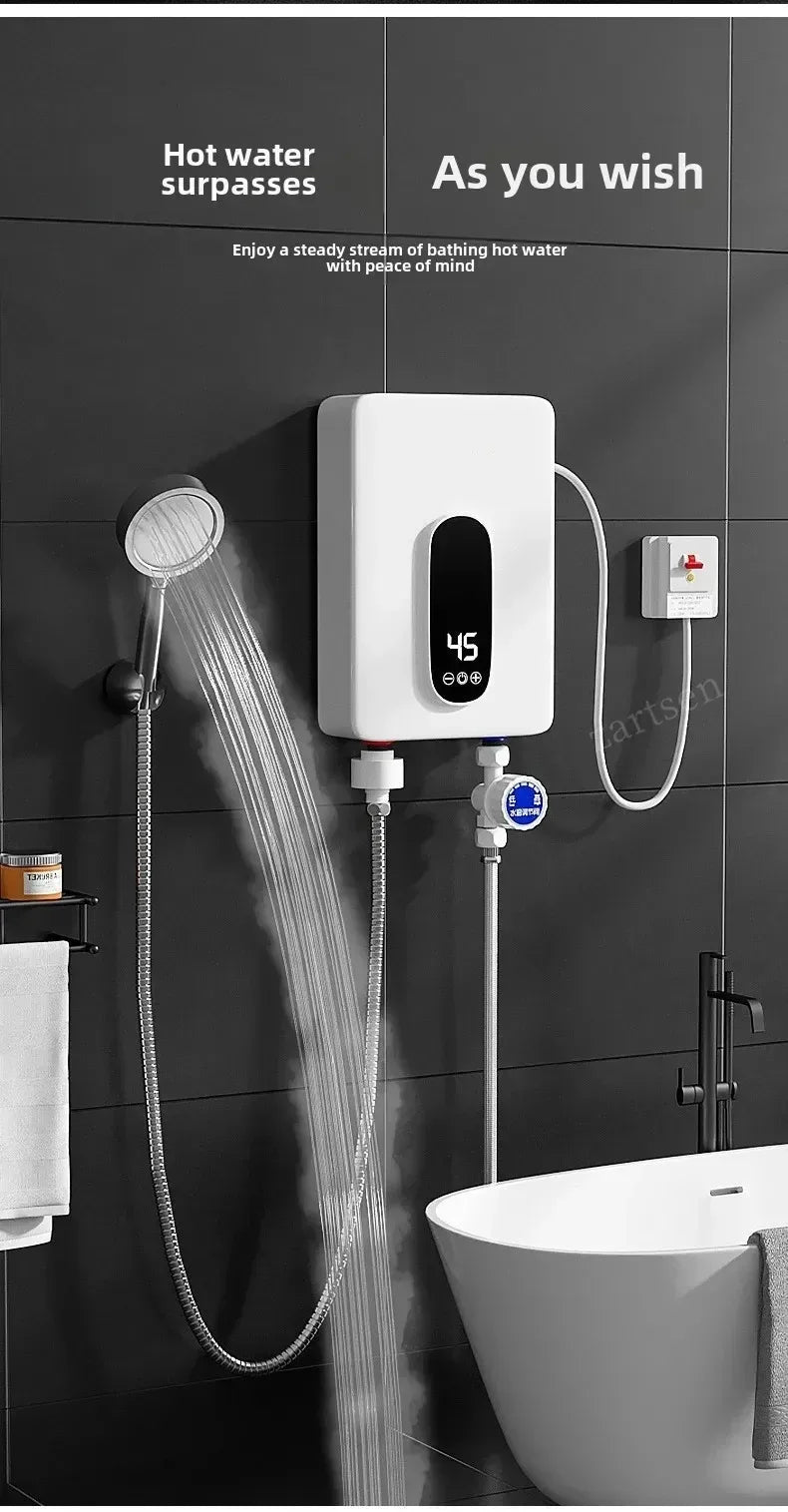 220V Instant Tankless Water Heater — Compact Electric On-Demand for Bathroom & Toilet