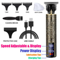 Professional Beard & Hair Trimmer — Zero-Gap T-Blade, LCD Display & Hair Shears Kit for Men