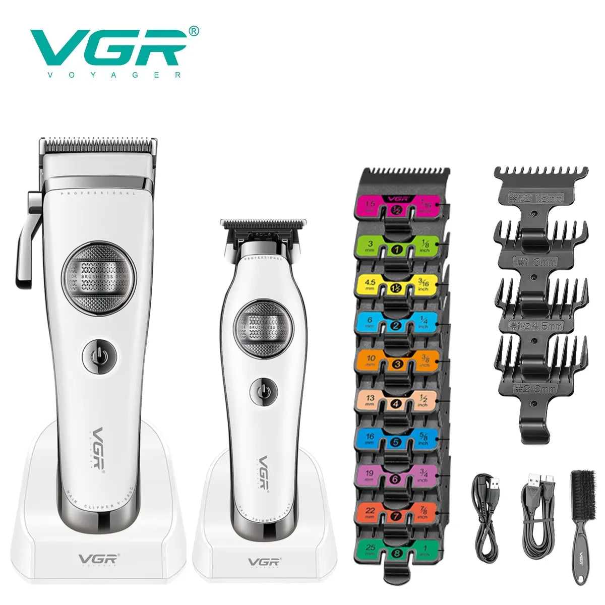 VGR Hair Trimmer Brushless External Rotor Motor Professional Hair Cutting Machine Barber Clippers Cordless Trimmer for Men V-880