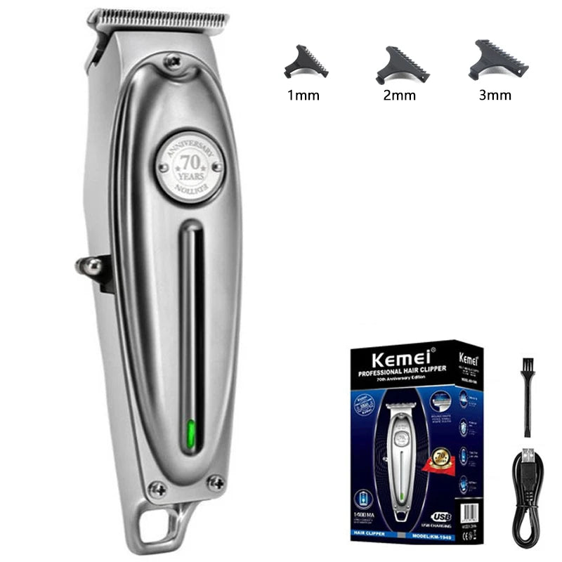 Kemei KM-1949 Pro Full Metal Hair Clipper — Professional Electric Barber Trimmer for Men