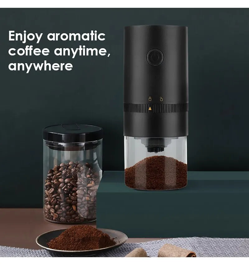 Electric Coffee Grinder with LED Display — Rechargeable Portable Automatic Pepper & Spice Mill