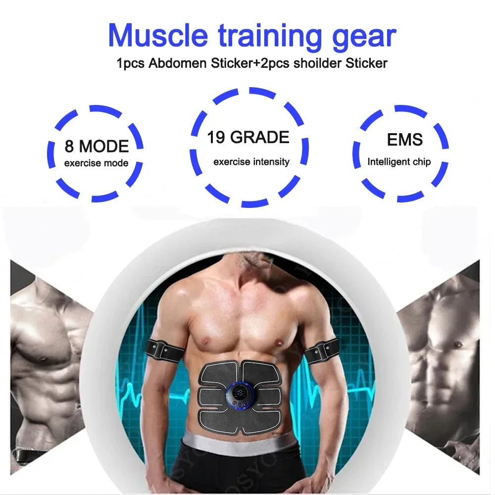 Smart EMS Muscle Stimulator Electric Wireless Abs Fitness Trainer Abdominal Training Weight Loss Stickers Body Slimming Massager