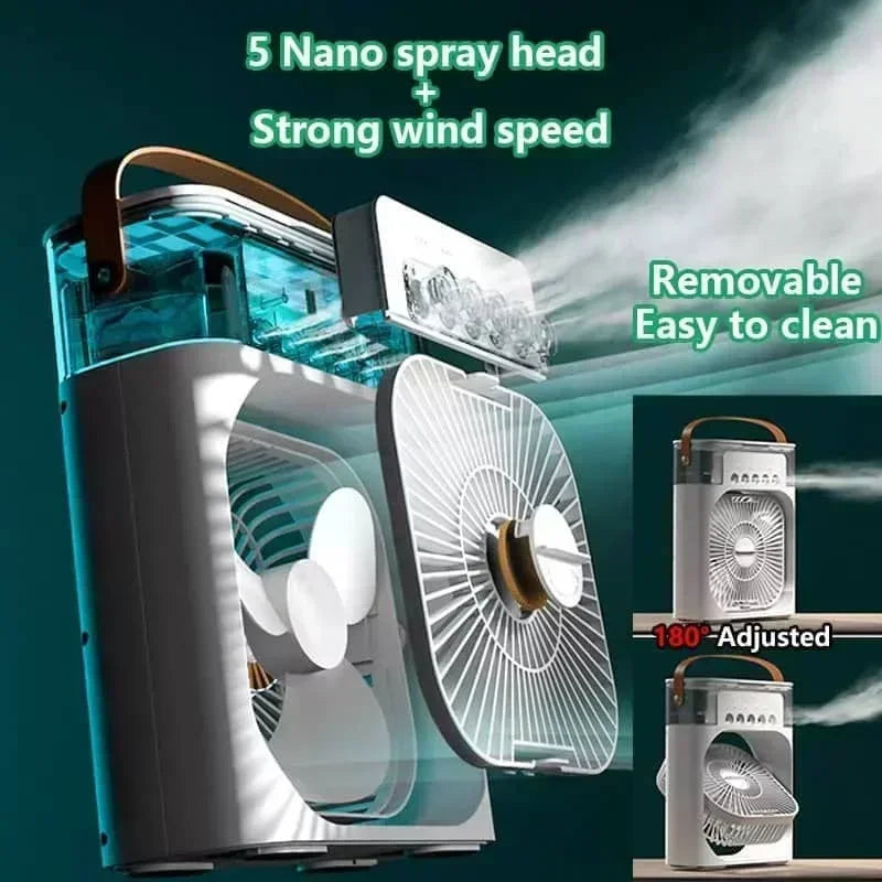 3-in-1 Mini Air Cooler Fan — Air Conditioner, Humidifier & LED Night Light