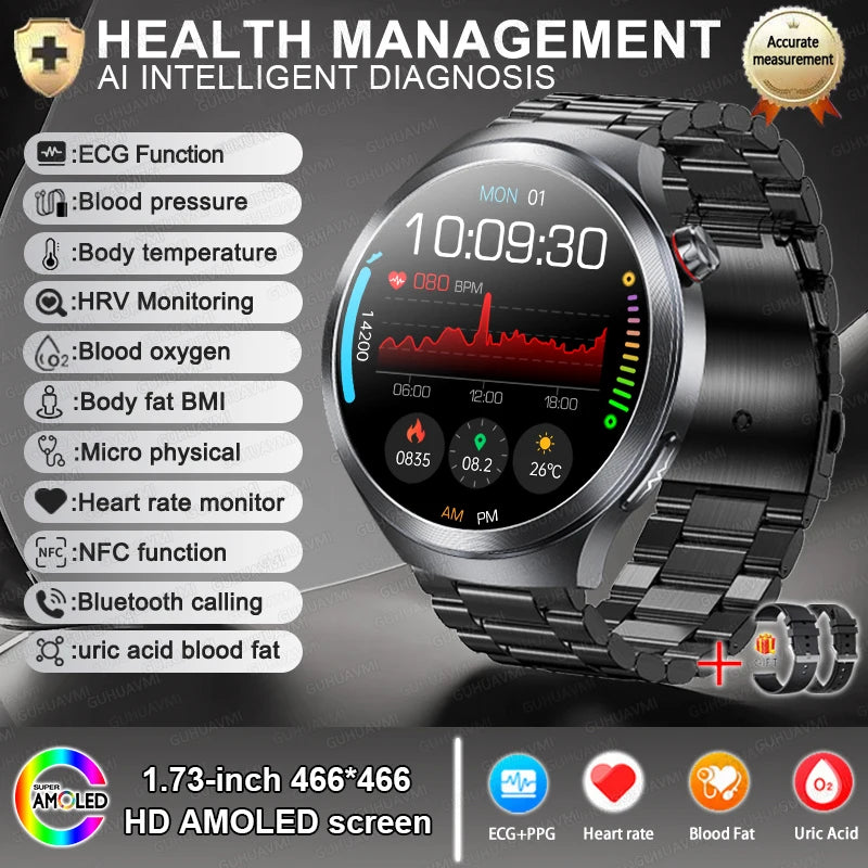 2026 ECG+PPG Health Smartwatch — NFC, 100+ Sports, HD Bluetooth Call for Men & Women