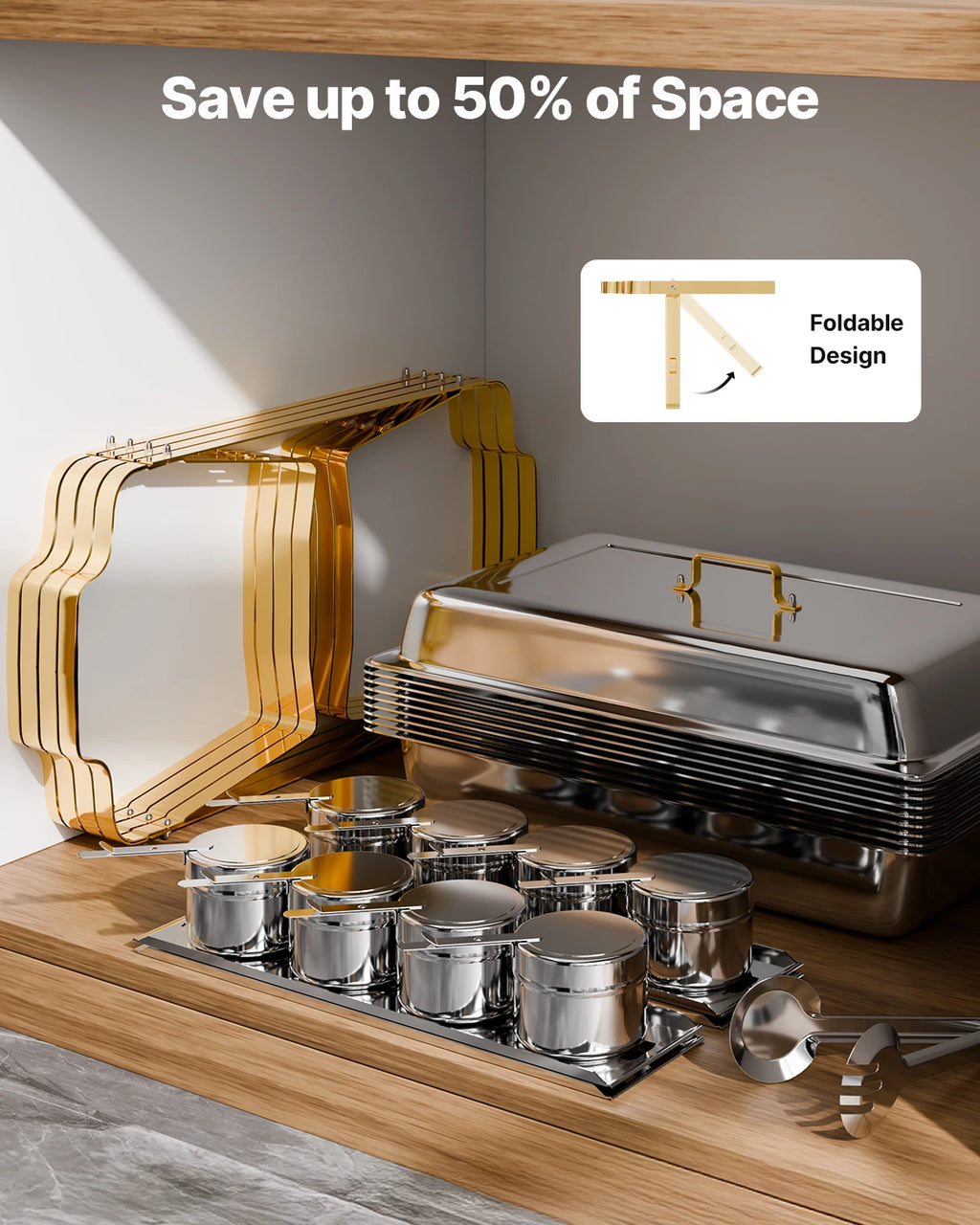 SucceBuy 8Qt Chafing Dish Buffet Set — 4-Pack Stainless Steel Catering Warmer Server