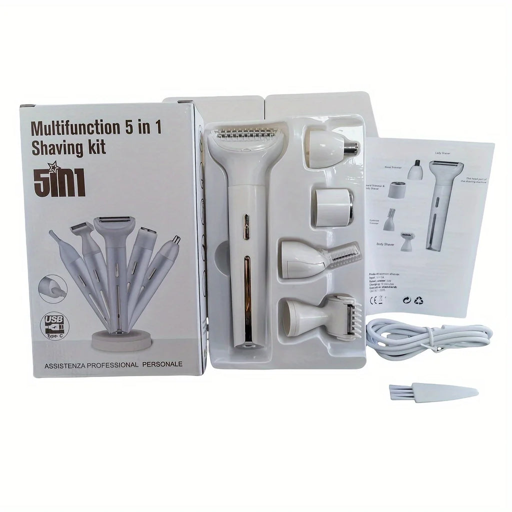 5-in-1 Electric Female Shaver — All-in-One Intimate Care for Armpit, Pubic & Body Hair
