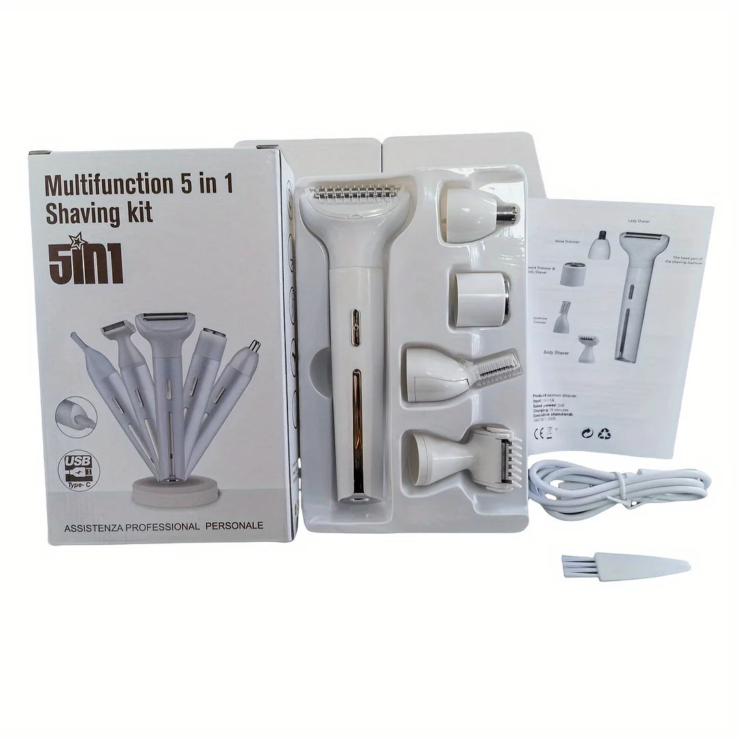 5-in-1 Electric Female Shaver — All-in-One Intimate Care for Armpit, Pubic & Body Hair