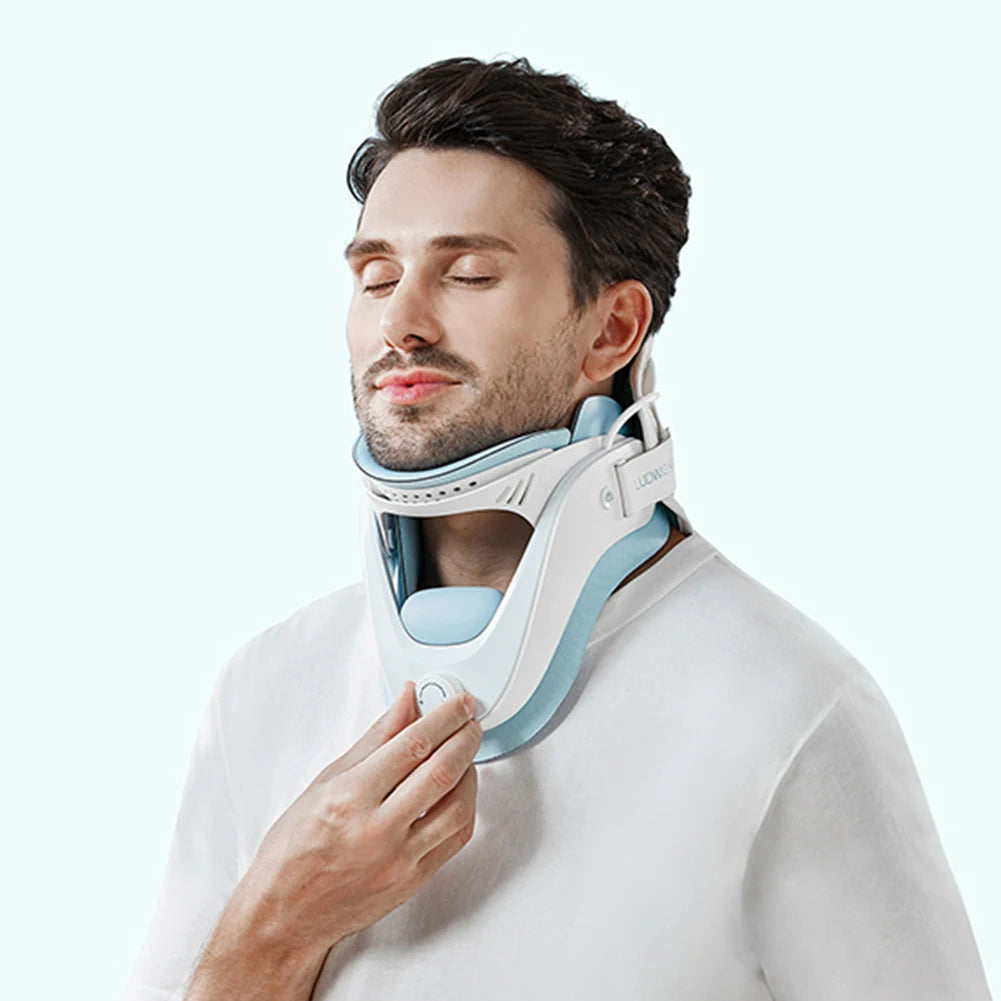 Cervical Neck Traction Device with Airbag Support Neck Brace Adjustable Ergonomic Neck Stretcher for Cervical Spine Alignment
