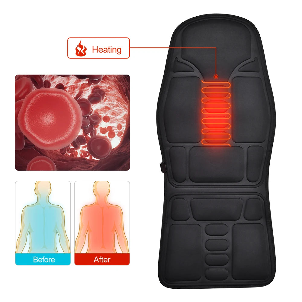 Electric Heating Back Waist Massager for Car Chair Office Lumbar Neck Pain Relief Vibration Cushion Shoulder Back Massage Mat