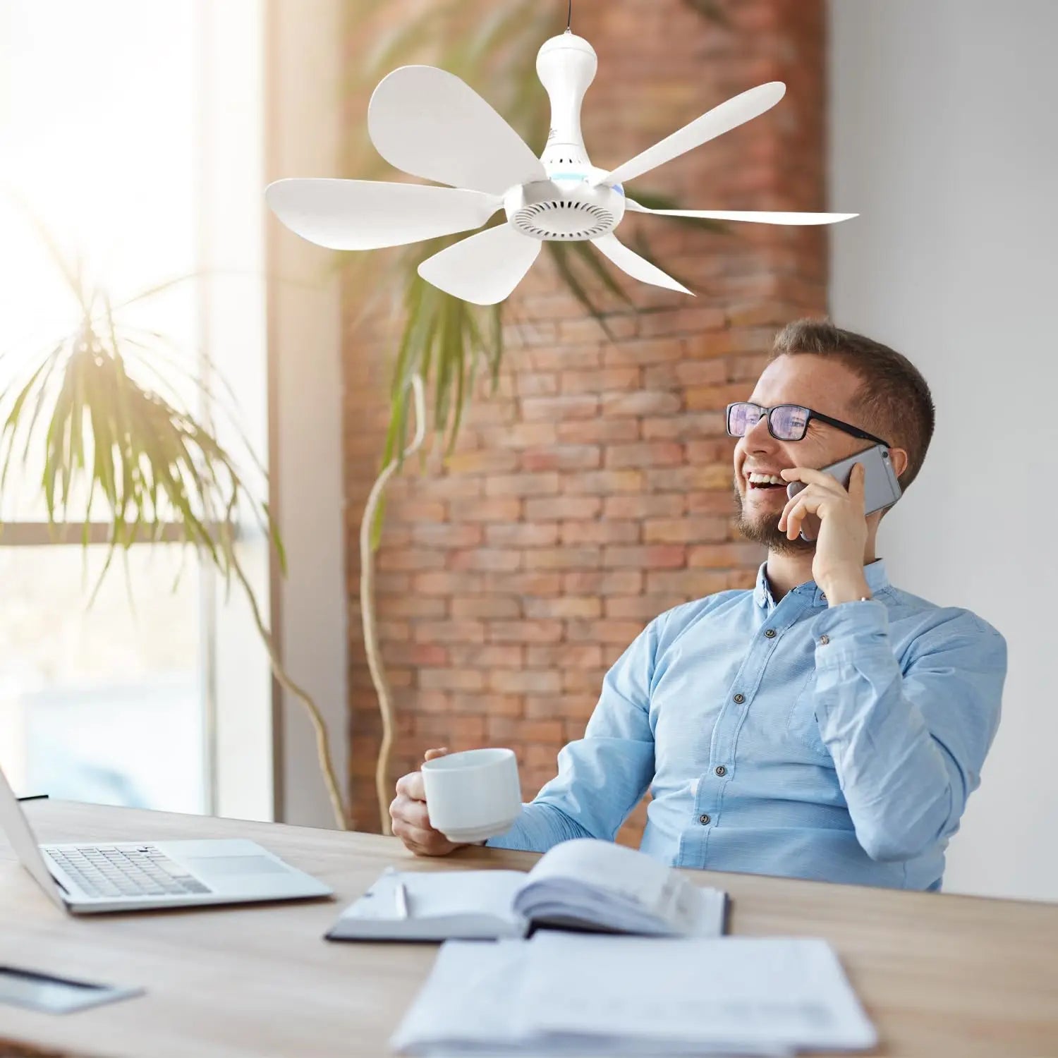 Silent 6-Blade USB Ceiling Fan — Remote Control, 4-Speed Hanging Fan for Camping & Tent