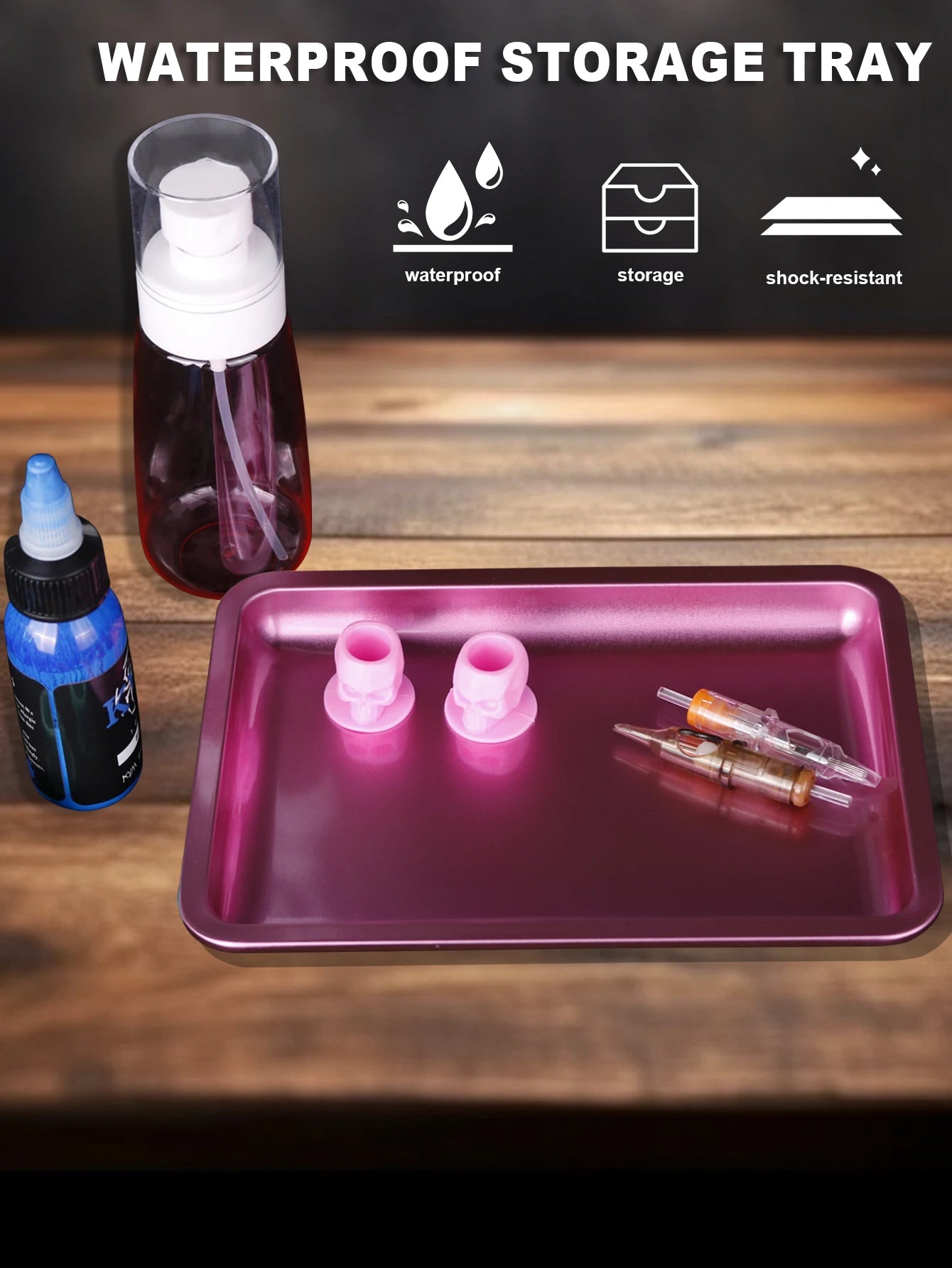 Stainless Steel Tattoo Tool Tray — 3 Colors Square Storage Box