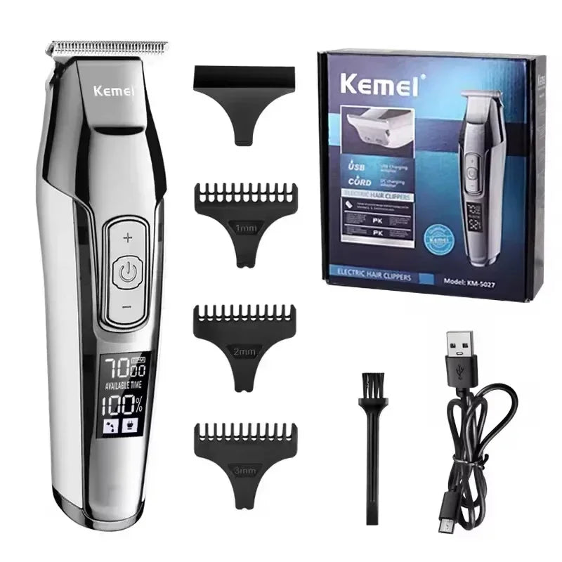 Kemei KM-5027 Original Cordless Electric Hair Clipper Rechargeable Hair Trimmer KM-2028 Shaver for Men USB Charging Razor Barber