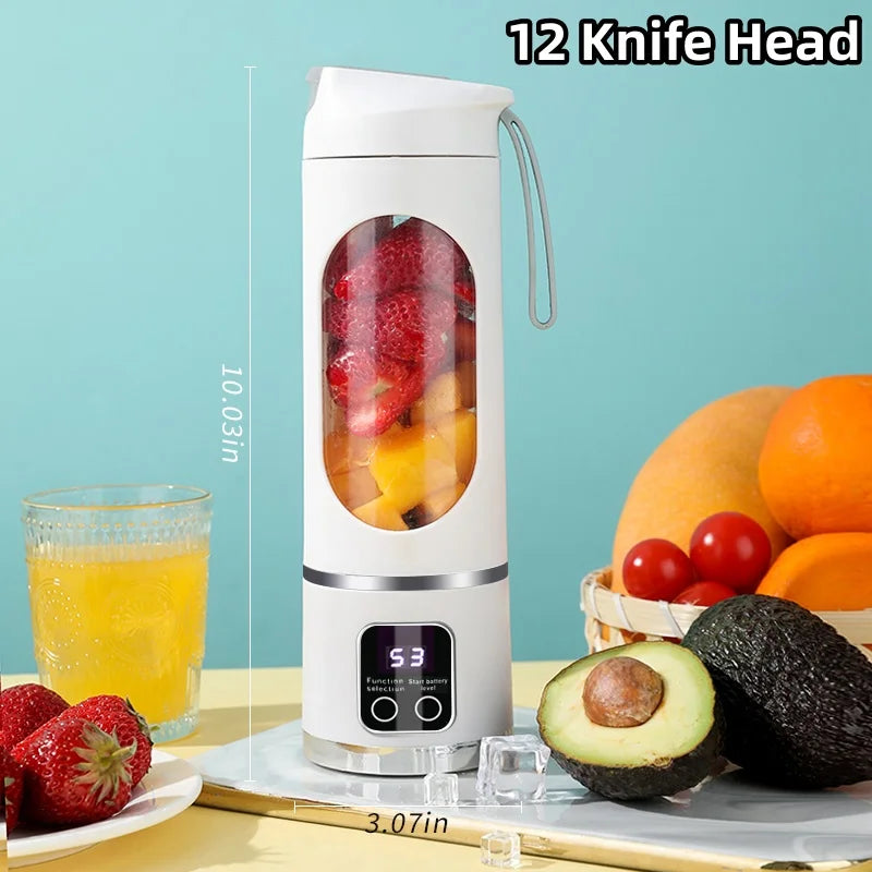 2025 Mini Electric Juicer 450ml — Powerful Motor, Digital Display, Crushed Ice