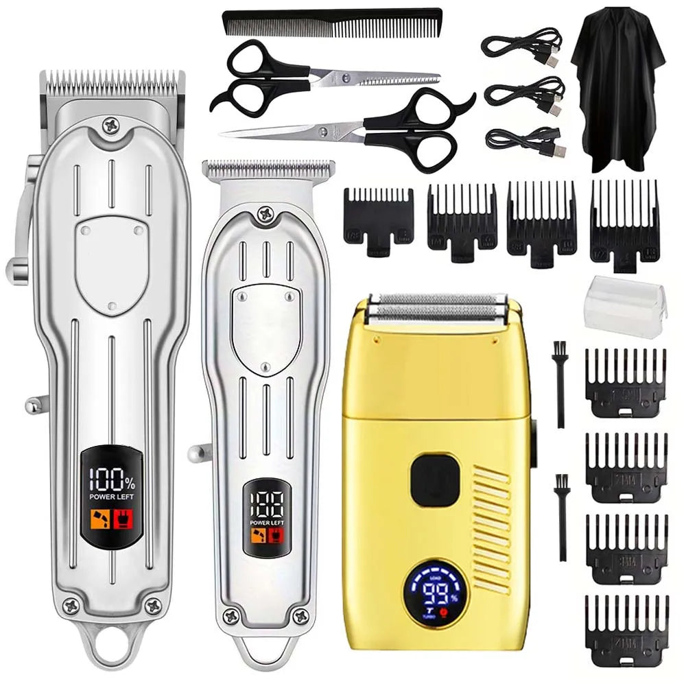 Professional USB Rechargeable Hair Clipper & Beard Trimmer — Complete Barber Kit for Men