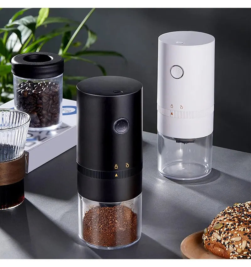 Electric Coffee Grinder with LED Display — Rechargeable Portable Automatic Pepper & Spice Mill
