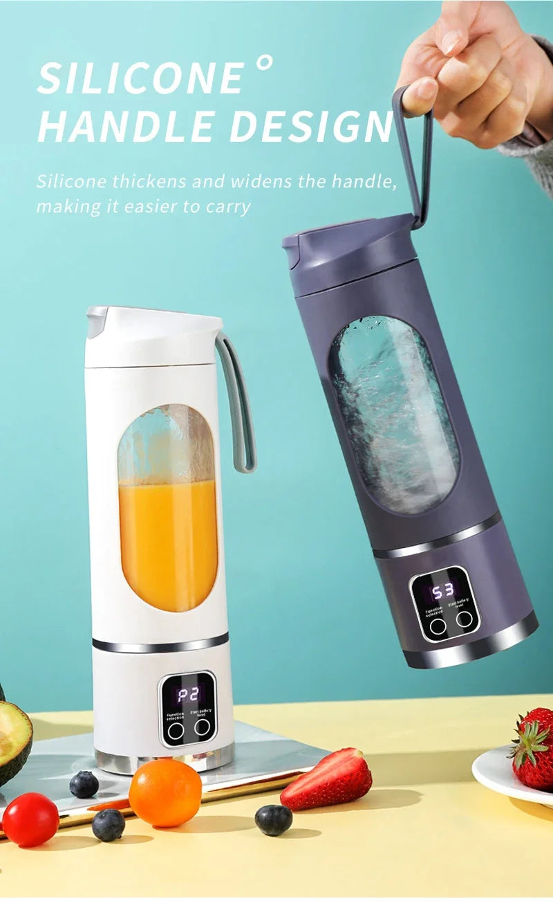 2025 Mini Electric Juicer 450ml — Powerful Motor, Digital Display, Crushed Ice