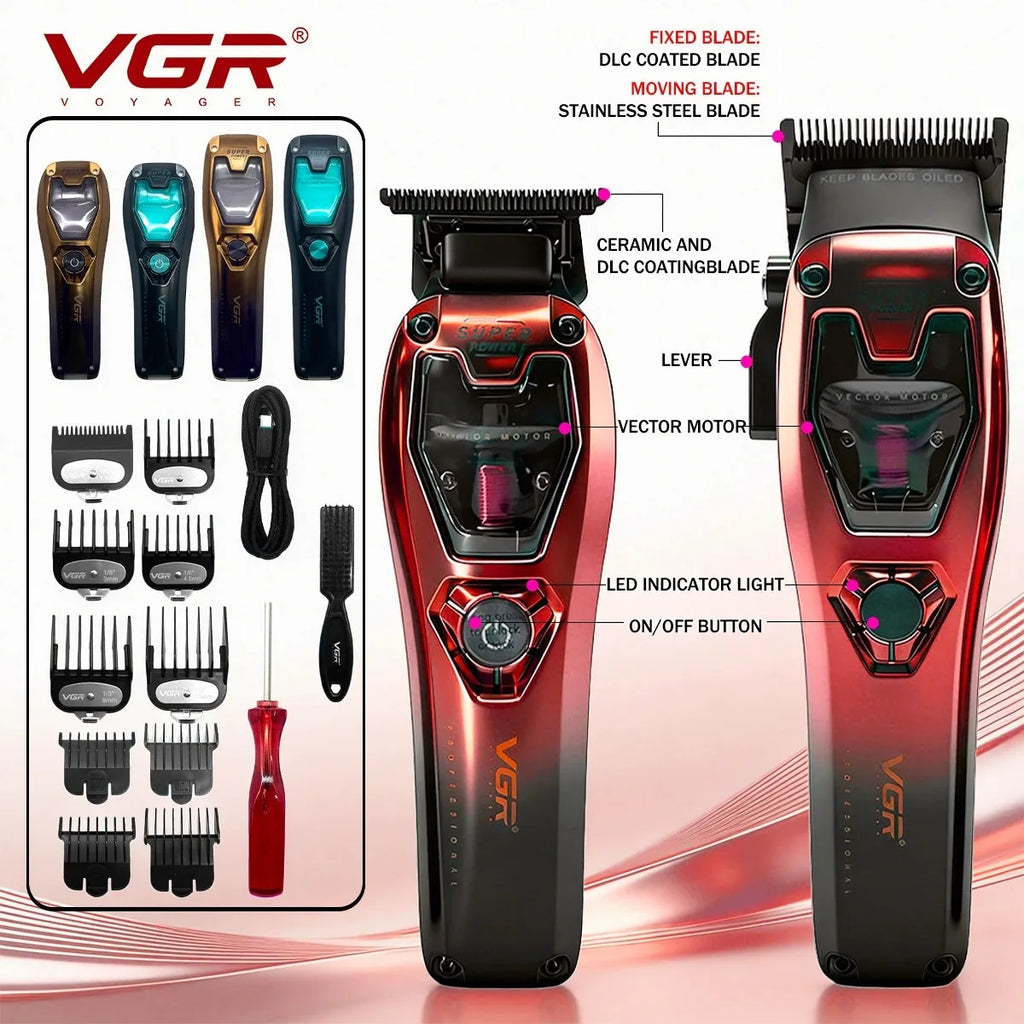 VGR V-668 Professional Barber Hair Trimmer — Cordless Electric Clipper for Men