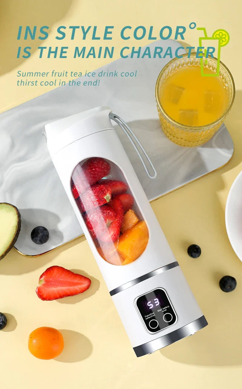 2025 Mini Electric Juicer 450ml — Powerful Motor, Digital Display, Crushed Ice