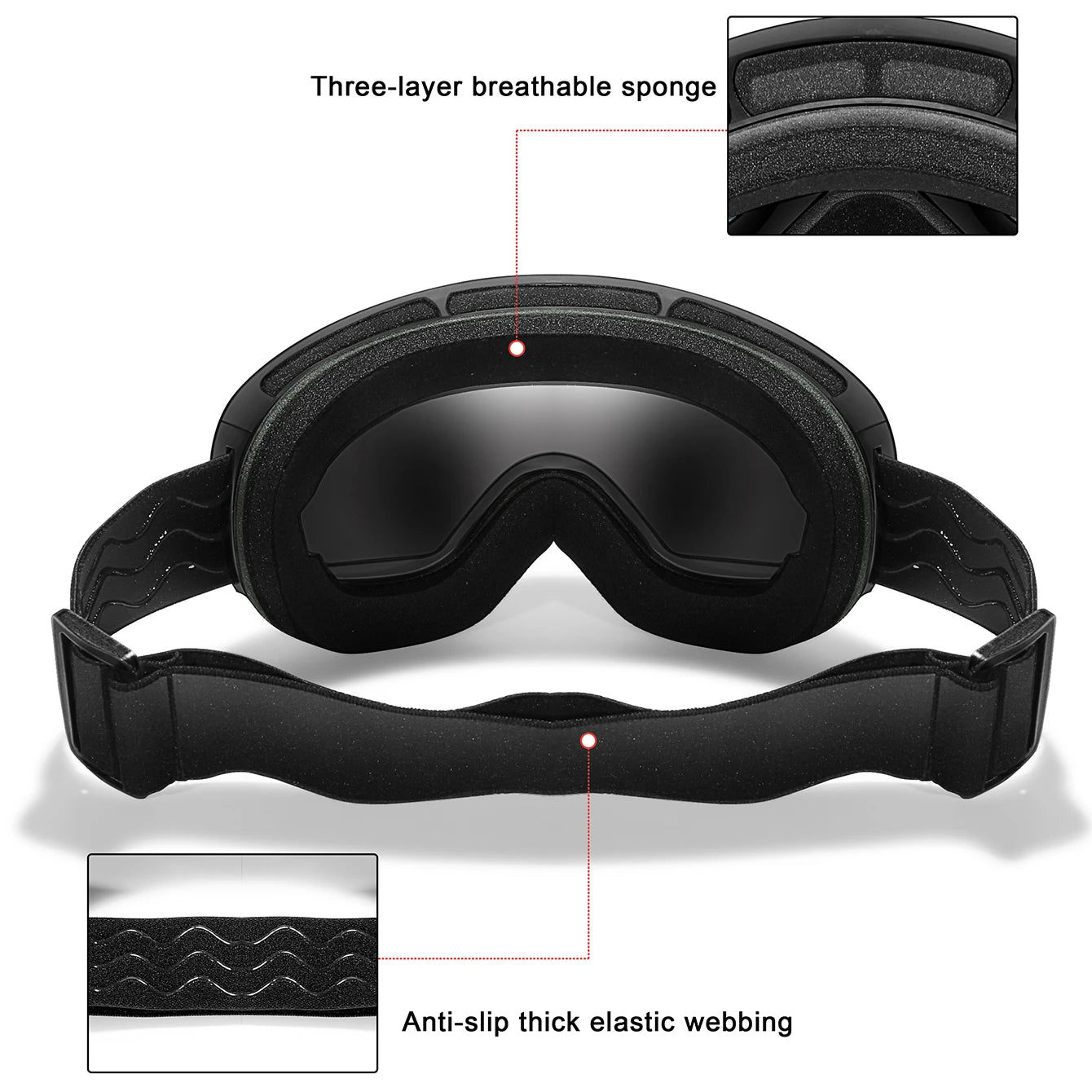 Winter Ski & Snowboard Goggles — UV400 Anti-Fog with Optical Frame & Bag