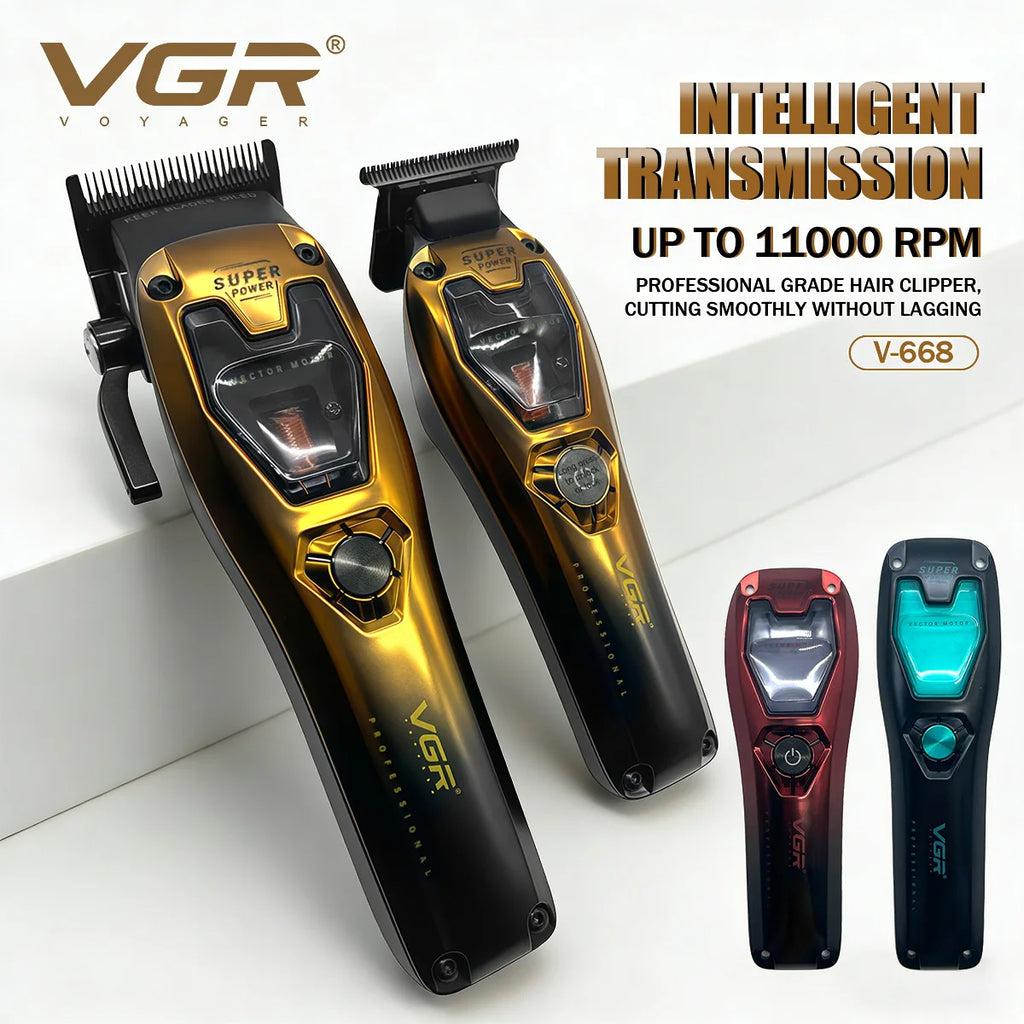 VGR V-668 Professional Barber Hair Trimmer — Cordless Electric Clipper for Men