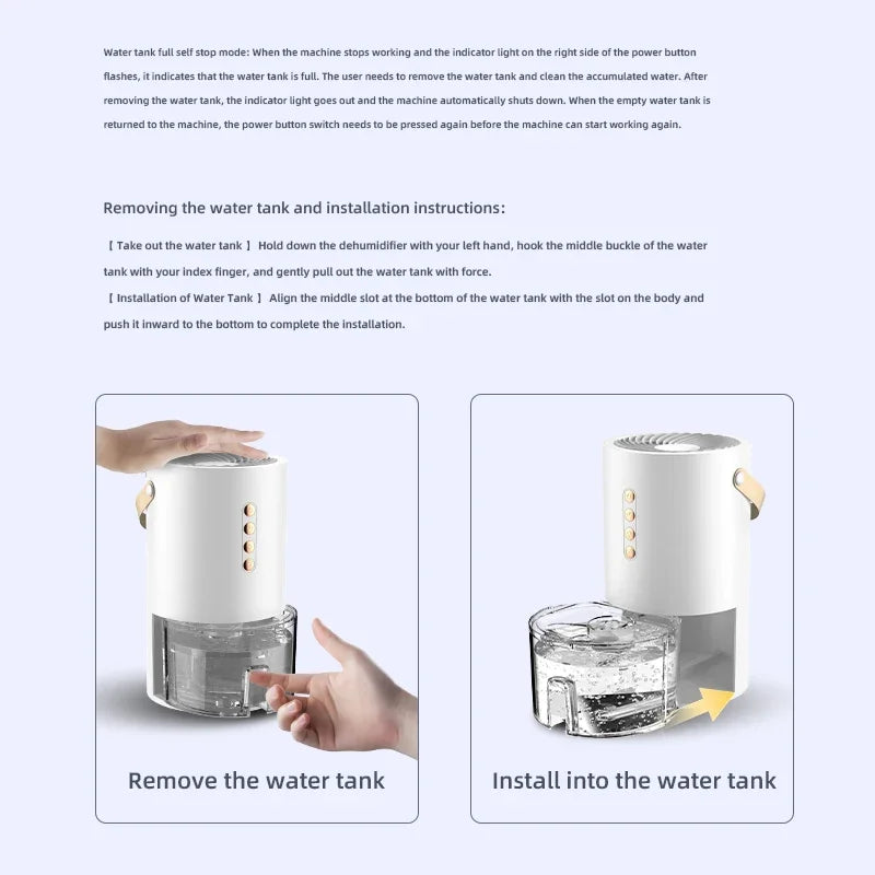 TINSOL 1300ml Portable Dehumidifier — Negative Ion, Anti-Mold for Home & Office