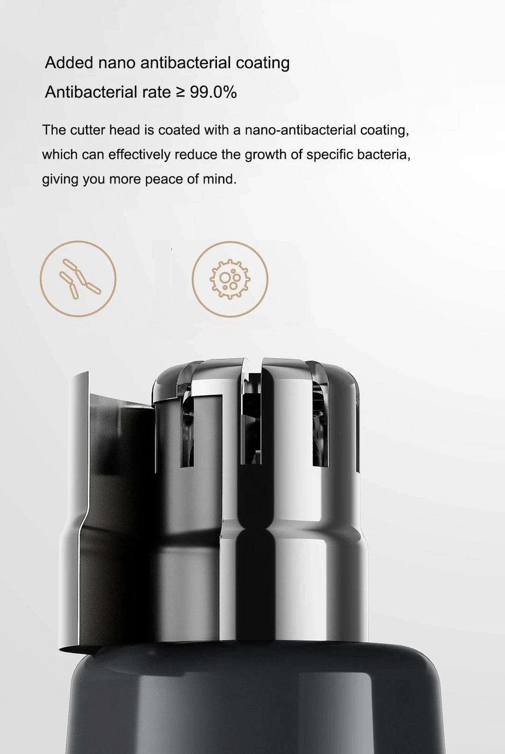 Xiaomi Mijia Electric Nose Hair Trimmer — Antibacterial Coating, Painless 6500RPM Ear & Nose Clipper
