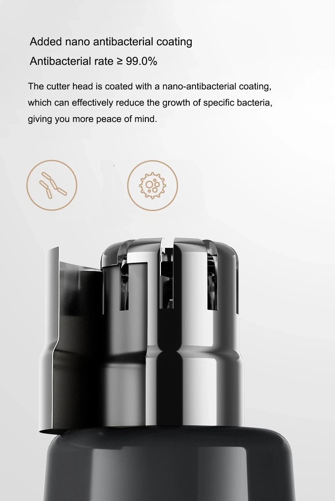 Xiaomi Mijia Electric Nose Hair Trimmer — Antibacterial Coating, Painless 6500RPM Ear & Nose Clipper