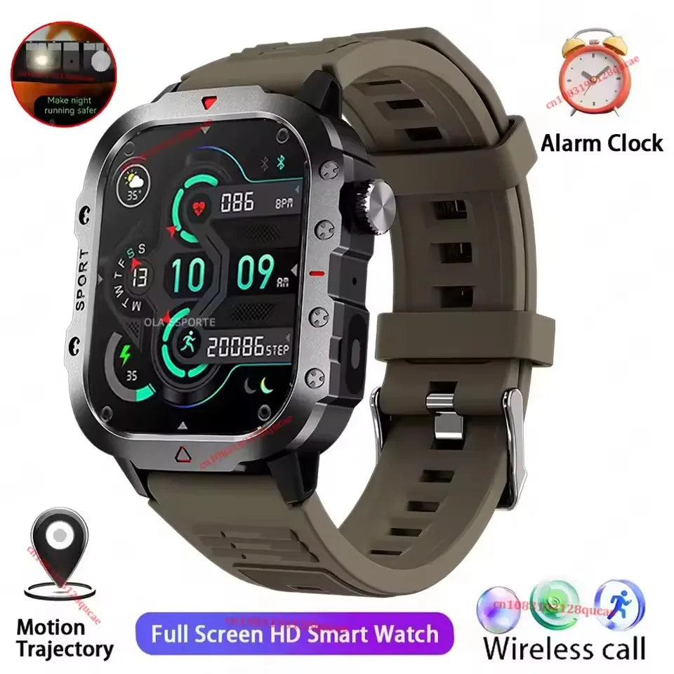 2026 Military Smartwatch — IP67 3ATM, GPS, Fitness Tracker & Bluetooth Calls for Men