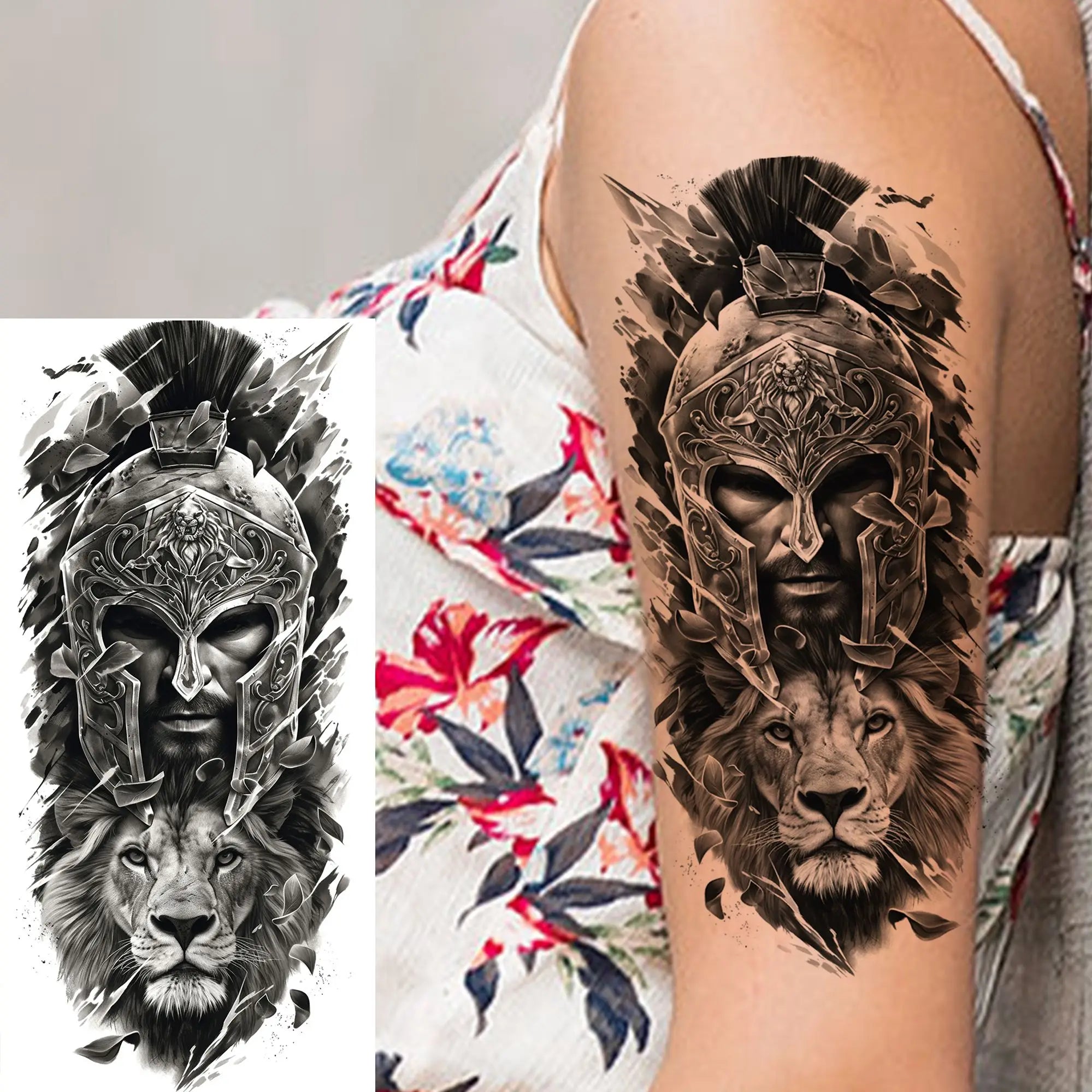 Spartan Warrior Temporary Tattoo — Realistic Waterproof Body Art